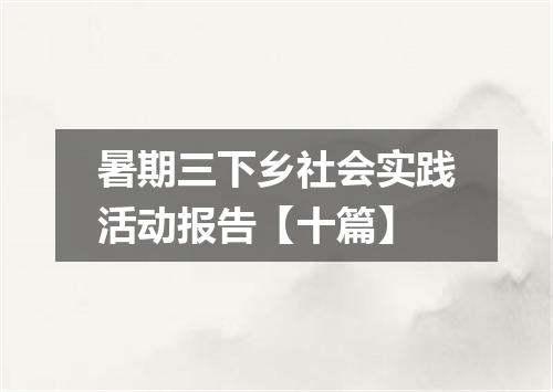 暑期三下乡社会实践活动报告【十篇】