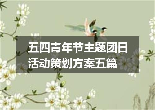 五四青年节主题团日活动策划方案五篇