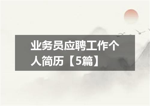 业务员应聘工作个人简历【5篇】