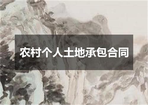 农村个人土地承包合同