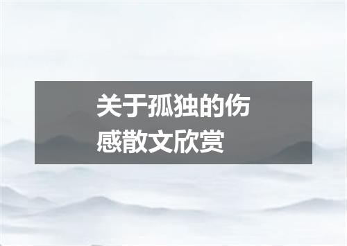 关于孤独的伤感散文欣赏