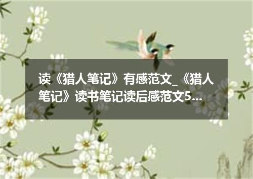 读《猎人笔记》有感范文_《猎人笔记》读书笔记读后感范文5篇