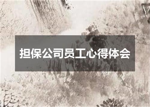 担保公司员工心得体会