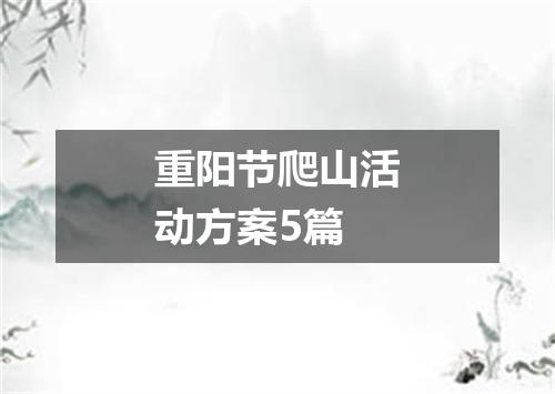 重阳节爬山活动方案5篇