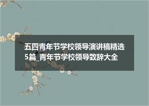 五四青年节学校领导演讲稿精选5篇_青年节学校领导致辞大全