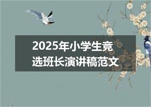 2025年小学生竞选班长演讲稿范文