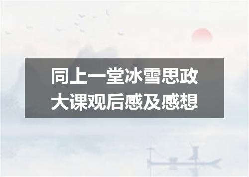 同上一堂冰雪思政大课观后感及感想