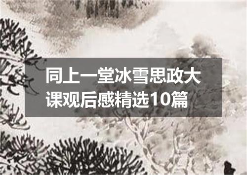 同上一堂冰雪思政大课观后感精选10篇