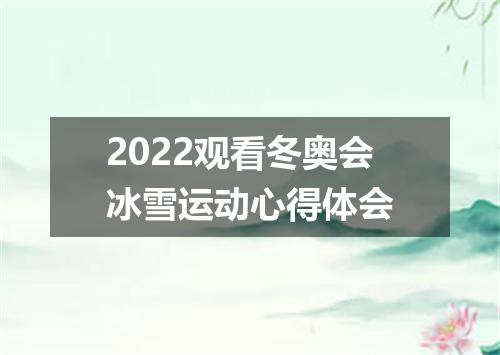 2022观看冬奥会冰雪运动心得体会