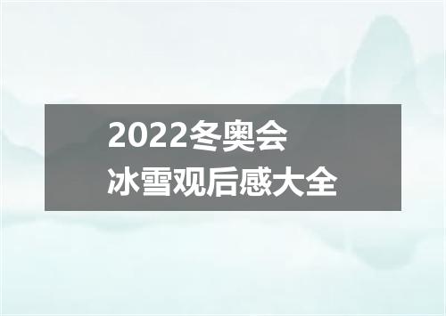 2022冬奥会冰雪观后感大全