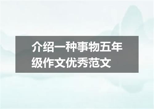 介绍一种事物五年级作文优秀范文