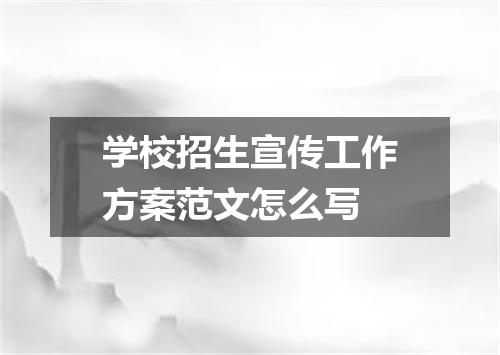 学校招生宣传工作方案范文怎么写