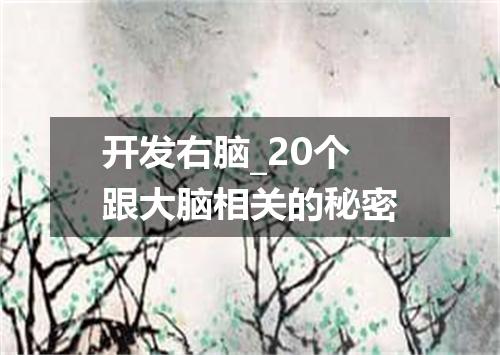 开发右脑_20个跟大脑相关的秘密