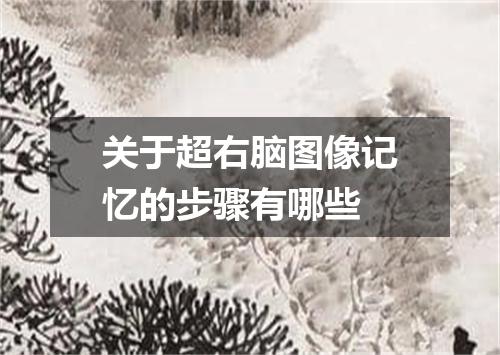 关于超右脑图像记忆的步骤有哪些