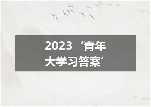 2023‘青年大学习答案’