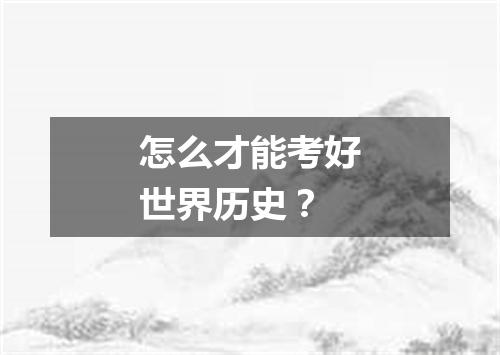 怎么才能考好世界历史？