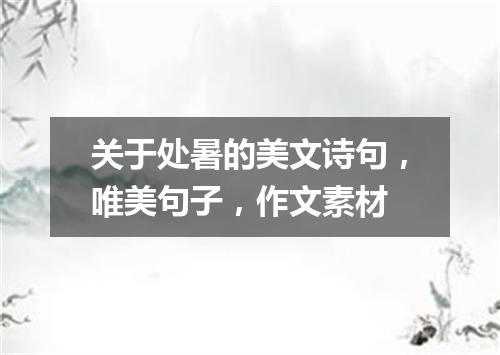 关于处暑的美文诗句,唯美句子,作文素材