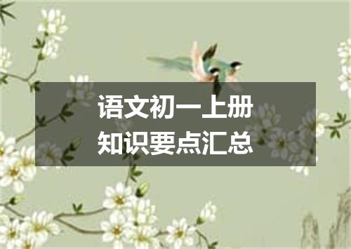 语文初一上册知识要点汇总