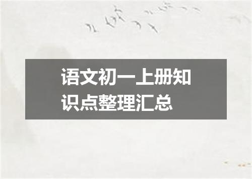 语文初一上册知识点整理汇总