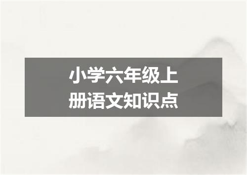 小学六年级上册语文知识点