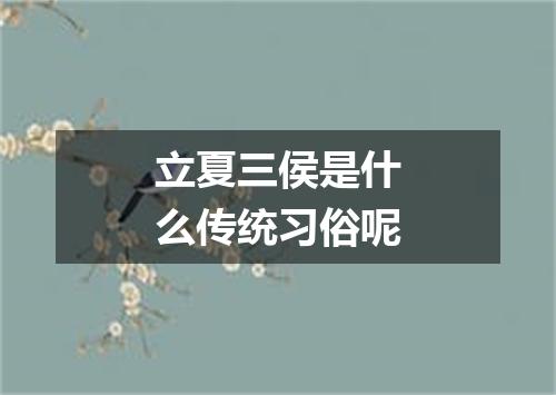 立夏三侯是什么传统习俗呢