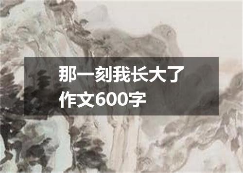 那一刻我长大了作文600字