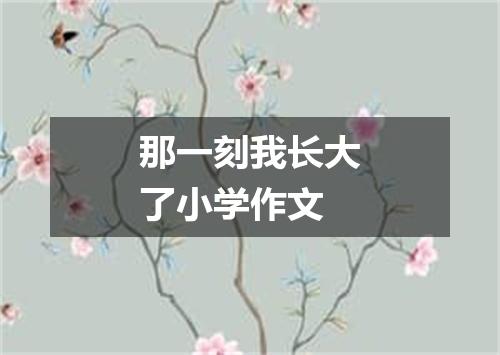 那一刻我长大了小学作文
