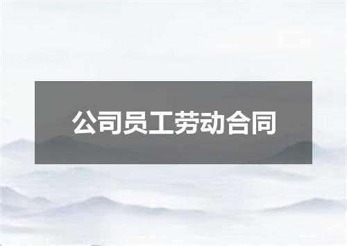 公司员工劳动合同