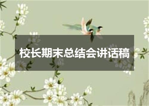 校长期末总结会讲话稿