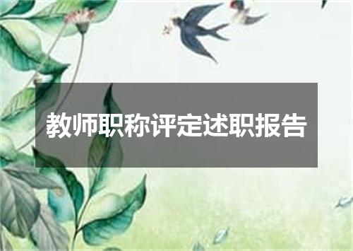 教师职称评定述职报告