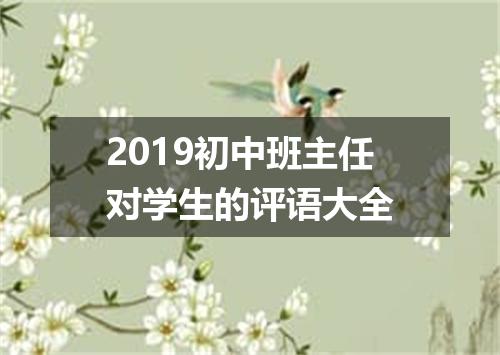 2019初中班主任对学生的评语大全