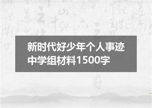 新时代好少年个人事迹中学组材料1500字