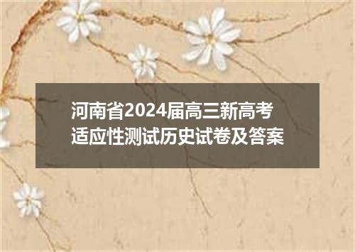 河南省2024届高三新高考适应性测试历史试卷及答案