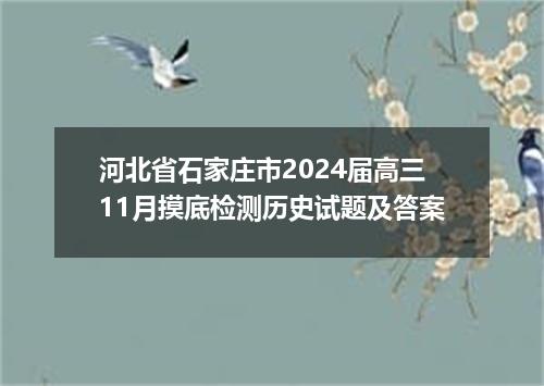 河北省石家庄市2024届高三11月摸底检测历史试题及答案