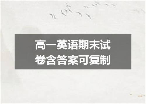 高一英语期末试卷含答案可复制