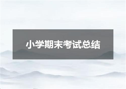 小学期末考试总结