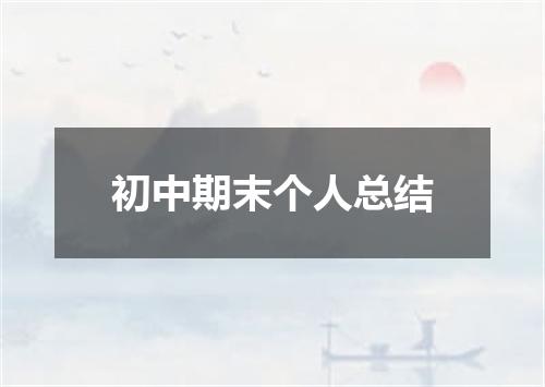 初中期末个人总结