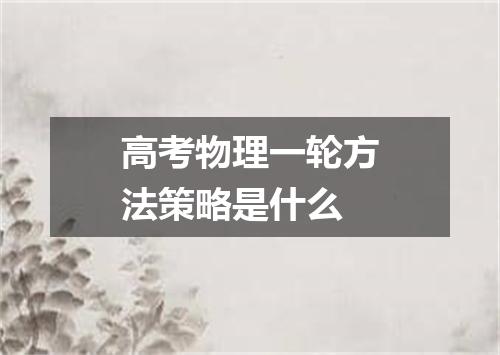 高考物理一轮方法策略是什么