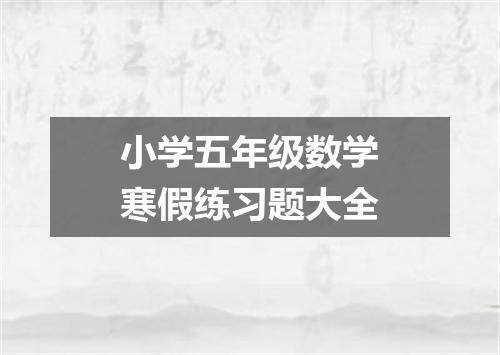 小学五年级数学寒假练习题大全