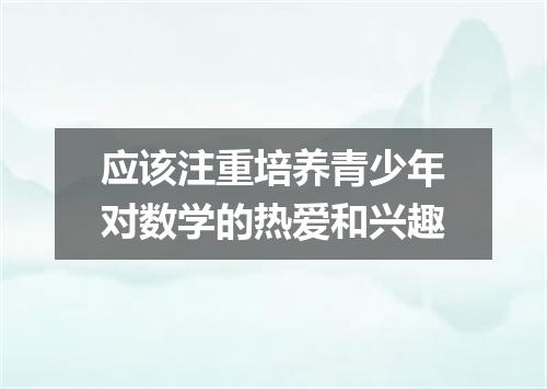 应该注重培养青少年对数学的热爱和兴趣