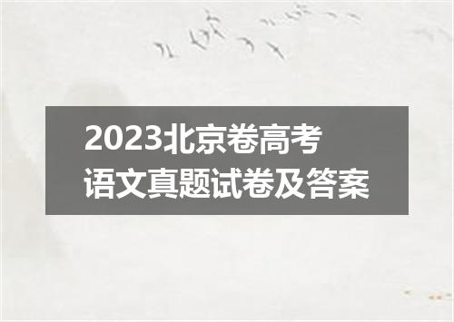 2023北京卷高考语文真题试卷及答案