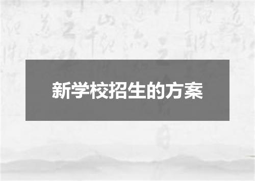 新学校招生的方案