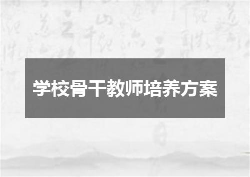 学校骨干教师培养方案