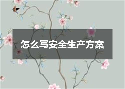 怎么写安全生产方案