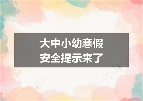 大中小幼寒假安全提示来了