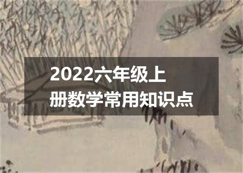 2022六年级上册数学常用知识点