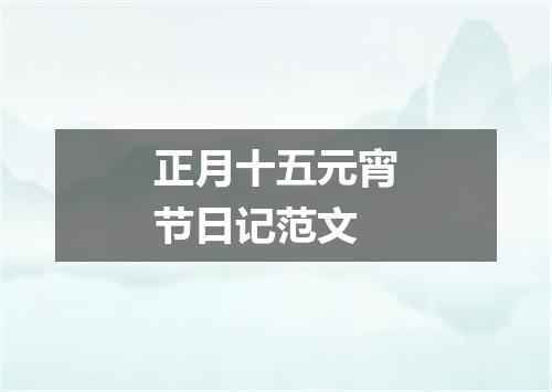 正月十五元宵节日记范文