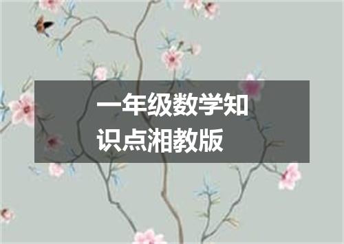 一年级数学知识点湘教版