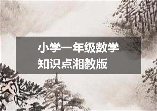 小学一年级数学知识点湘教版