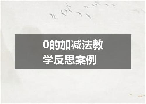0的加减法教学反思案例
